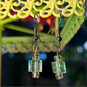 Handmade Light Blue Ice Cube Dangle Earrings